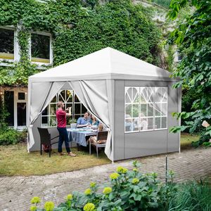 Tenda Portatile Impermeabile 3x3m a Quattro Lati con Tubi a Spirale Bianca per Matrimoni e Feste - Product Image 3