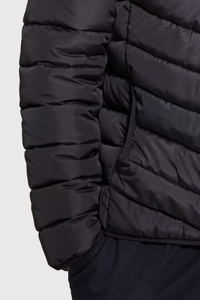 Chaqueta Acolchada para Hombre, de Invierno, Rellena de Algodón, Resistente al Viento, Transpirable, Diseño Casual con Parches, Estilo Urbano, Corte Regular, Negro Gris - Product Image 6