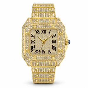 Reloj de Lujo con Diamantes Cuadrados Dorados para Hombre, Analógico de Cuarzo con Correa de Oro Amarillo - Product Image 4