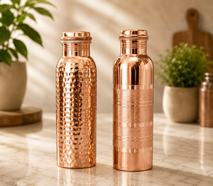 Bouteille d'eau en cuivre pur martelé, étanche, réutilisable, bouteille à boire ayurvédique, faite à la main, cadeau de voyage pour la cuisine, personnalisable - Product Image 2