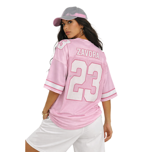 Maillot de football américain personnalisé 100 % polyester rose, sublimé et brodé, unisexe, pour université, OEM, marque privée, haut de gamme - Product Image 2