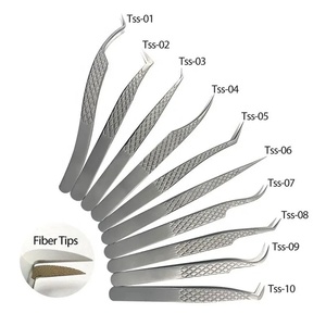 Pince à épiler de précision en acier inoxydable, pointe lisse 10 mm, pour application de faux cils volume - Product Image 6