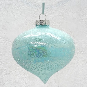 ของตกแต่งคริสต์มาสและปีใหม่ลดราคาสุดฮอต ลูกปัดแก้วใสสีฟ้าพาสเทลชมพู ประดับตกแต่งภายนอกรูปทรงหัวหอมบิดเกลียว - Product Image 3