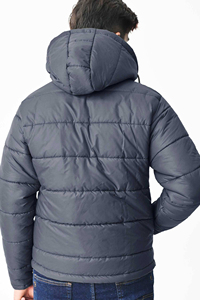 Custom Front Hooded Collar Black Oversized Soft Nylon Puffer Men's <b>Jackets</b> <b>Waterproof</b> Breathable Extremely <b>Warm</b> Winter Wear OEM - Product Image 3