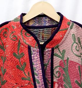 Dernière collection : Veste Kantha en coton imprimé à rayures, broderie indienne Suzani faite à la main, manteau royal pour femme, idéal pour l'extérieur - Product Image 4