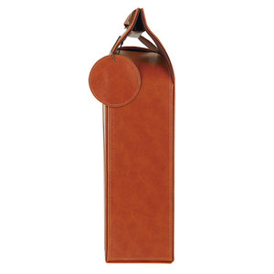 Porte-bouteille de vin pliable en cuir marron avec poignée, logo personnalisé, pour adultes - Product Image 2