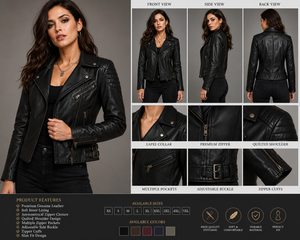 Women's Genuine Leather <b>Jacket</b> <b>Gothic</b> Long Trench Coat Biker Bomber Leather <b>Jacket</b> Blazer Style Leather <b>Jacket</b> Aviator/Shearling - Product Image 4