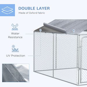 Recinto per Cani Resistente in Acciaio Zincato con Chiusura Sicura, Pareti Laterali a Rete e Copertura Impermeabile per Cuccia da Giardino - Product Image 5