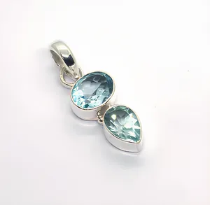 Colgante de Topacio Azul Océano Tranquilo, Hecho a Mano en Plata de Ley 925 de Primera Calidad, Amor Eterno, Minimalista, Unisex, para Uso Diario - Product Image 2