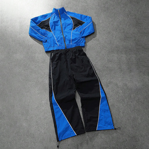Custom Men Windbreaker Suit with Piping Lightweight <b>Waterproof</b> Tracksuit Front Logo 2-in-1 Design Running Jogging Sportswear <b>Set</b> - Product Image 2