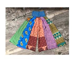 Silk Layer Palazzo Pants Wide Leg High Waist Drawstring Closure Eco-Friendly <b>Patchwork</b> Boho Hippie Summer Maxi <b>Skirt</b> Women Funky - Product Image 4