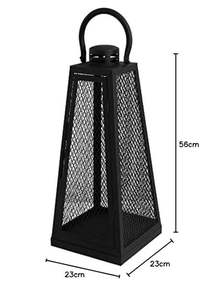 Black Metal Rectangular Lantern <b>Candle</b> <b>Holder</b> Home Decoration Durable Outdoor Indoor Use - Product Image 3