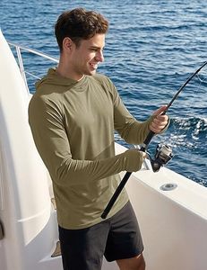 Camiseta de Protección Solar UPF 50+ para Hombre, de Secado Rápido, Manga Larga, Ligera, con Capucha, para Pesca y Running - Product Image 1