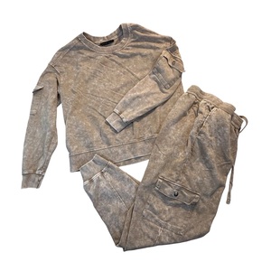 Conjuntos Deportivos Personalizados para Mujer, 100% Algodón, Nueva Llegada, Logotipo Personalizado al por Mayor, Conjunto de Sudadera y Pantalones Deportivos con Lavado Ácido - Product Image 6