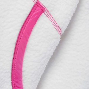 Women White Fleece Tracksuit With Pink Trim Quarter-Zip <b>Hoodie</b> And Side Pockets Casual Winter Wear Full Length Loose Fit - Product Image 5