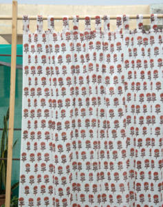 Rideau en coton imprimé à la main motif floral, draperie de fenêtre indienne faite à la main, panneau de rideau de décoration intérieure style bohème pour salon - Product Image 2