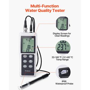 Kit Tester pH Impermeabile IP68 con Display LCD, Range 0-14 pH, Calibrazione Automatica a 3 Punti, Sonda Portatile, Pacchetti di Polvere per Calibrazione TDS - Product Image 4