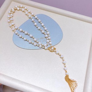 Cadena para Suéter con Borlas Elegantes de Otoño Invierno, con Perlas de Agua Dulce, Estilo Europeo Retro, Casi Redondas con Ligeras Imperfecciones - Product Image 3