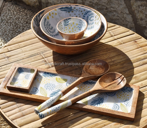 Nouvel arrivage Ensemble de plateaux à salade en bois recyclé personnalisé Mangue émaillée à bas prix pour les fêtes Collection tendance - Product Image 5