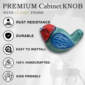 Ceramic Bird Shape Drawer Knob Handmade <b>Rustic</b> Style Cabinet Handle for Kitchen <b>Wardrobe</b> Bedroom Furniture Decor - Product Image 2