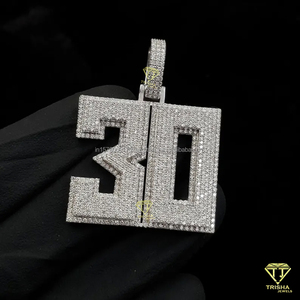 "30" Number Pendant Lab Grown Diamond Iced Out Hip Hop Necklace Luxury Bling Jewelry Gift For Men - Product Image 6