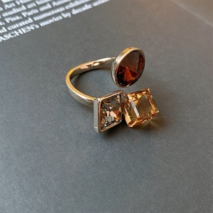 Jade Square Circle Adjustable <b>Ring</b> with <b>Gold</b> Plated Finish <b>Vintage</b> Style Women's Gemstone <b>Ring</b> - Product Image 4