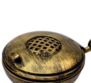 Quemador de incienso antiguo de metal con mango de madera, soporte redondo para incienso de aromaterapia para decoración del hogar, meditación, yoga y spa. - Product Image 4