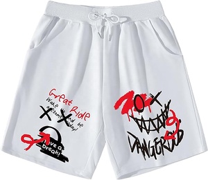 Streetwear 100% coton avec logo personnalisé OEM Short de survêtement Jogger Short imprimé bouffant en éponge française graphique pour hommes - Product Image 4