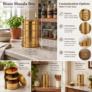 Hammered Brass Tiffin <b>Box</b> 3 Tier Stackable Food Carrier Metal <b>Lunch</b> <b>Box</b> With Handle Luxury Kitchen Storage Wholesale - Product Image 6