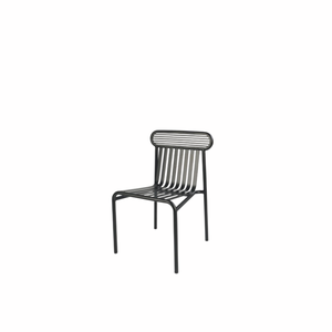 Modern Black Metal Dining Chair with Slat Back and <b>Seat</b> <b>for</b> Outdoor Patio Outdoor Villas Apartment Furniture - Product Image 1