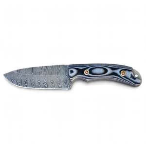 Couteau utilitaire d'extérieur en acier Damas forgé à la main avec manche en G10 multicouche - Product Image 1