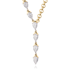 Collier pendentif classique pour femme plaqué or 18 carats avec zircon cubique taille poire et chaîne goutte d'eau pour mariage - Product Image 1