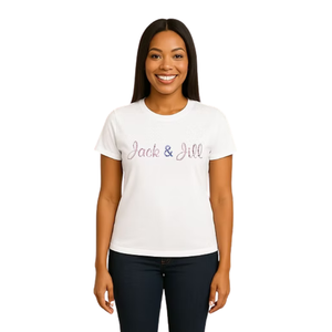 Camiseta Blanca para Mujer con Diseño de Letras Cursivas Brillantes, Ropa Casual para el Día a Día, Estilo Urbano, Cómoda y a la Moda - Product Image 1