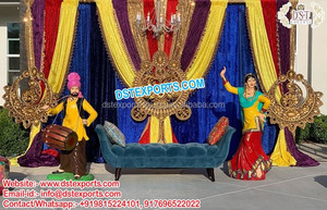 Punjabi mariage Mayian & Mehndi décoration coloré Mehndi Sangeet scène configuration Punjabi Mayian mariage décoration articles - Product Image 6