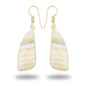 Boucles d'oreilles tendance plaquées or jaune naturel, accessoire de mode pour femme, boucles d'oreilles en aragonite jaune, style vintage, haute qualité - Product Image 2