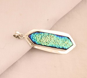 Colgante Vintage de Druzy Natural, Plata de Ley 925, Venta al por Mayor, Forma Elegante, Gema Grande de Druzy, Joyería de Plata Hecha a Mano, Brillante - Product Image 3