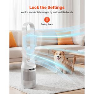 Ventilateur tour AI sans pales haute vitesse 14,76 pi/s avec oscillation à 65 degrés, 12 vitesses, 4 modes, minuterie 8H, ventilateur sur pied - Product Image 6