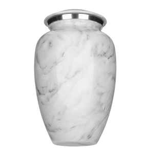 Urnes funéraires en aluminium pour adultes, pour cendres humaines, finition marbre blanc, style luxueux, urnes commémoratives décoratives - Product Image 3