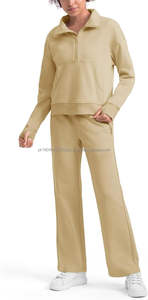 Ensemble de survêtement 2 pièces en coton 100% unisexe, personnalisable avec étiquette privée OEM/ODM, avec pantalon de survêtement et veste à boutons en dentelle - Product Image 2