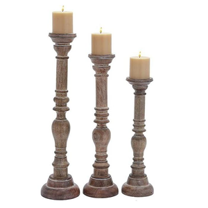 Nouveau Porte-bougie en bois poli écologique, couleur naturelle, design vintage, pièce maîtresse, meilleure qualité, pour bougies piliers - Product Image 2