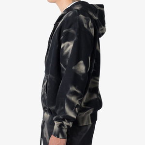 Sweat à capuche vintage streetwear pour homme, coupe régulière, imprimé tie-dye noir, logo personnalisé OEM, impression numérique, poids lourd, 2027 - Product Image 2