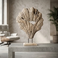 Sculpture artisanale en bois de coquillage avec support métallique moderne, décoration de table, œuvre d'art décorative, décoration intérieure, accents de mariage