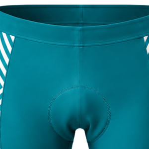 Short de cyclisme bleu sarcelle et blanc, rembourré, respirant, séchage rapide, extensible, pour vélo de route, course, entraînement, performance sportive - Product Image 5