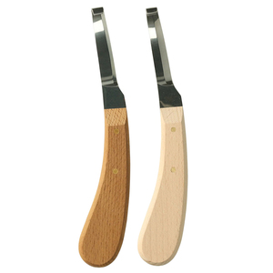 Lot de 2 couteaux à sabots en acier inoxydable, instruments chirurgicaux vétérinaires, manche en bois 100 % haute qualité, outils de fermeur manuels durables - Product Image 1