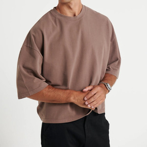 T-shirt vierge coupe ample pour homme, en molleton bouclette 100% coton biologique, grammage lourd, coupe oversize - Product Image 3