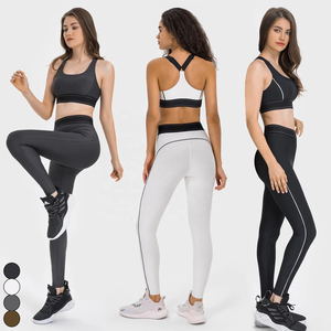 Ensembles de yoga écologiques pour femmes avec logo personnalisé sur le devant, 2 pièces, vêtements de sport avec soutien-gorge de sport et leggings - Product Image 1