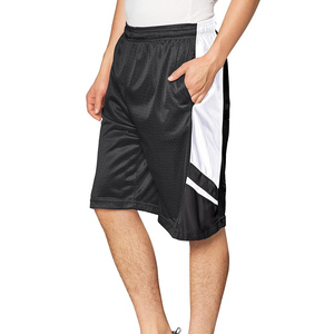 Shorts de basket-ball en maille noir et blanc pour hommes, taille élastique, respirant, avec poches, vêtements de sport d'été, coupe régulière, adulte - Product Image 1