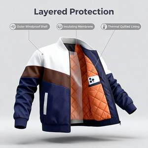 Chaqueta bomber ligera para hombre, informal, para primavera y otoño, cortavientos con cremallera y bolsillos. - Product Image 4