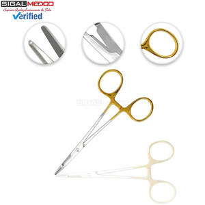 Aguja Olsen Hegar/Porta Suturas TC de Alemania, Acero Inoxidable, Anillos Dorados, 6.5 Pulgadas, Grado Premium, Manual, Certificado CE - Product Image 2