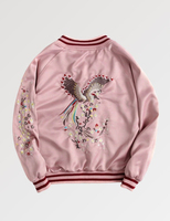 Blouson Bomber Tiger 'Akigara' en toile brodée style patchwork tatouage traditionnel unisexe hiver Sukajan respirant devant